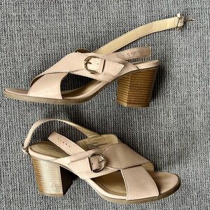 Liz Claiborne Leather Block Heel Sandal- Pink/Nude, Style Name Is Kadin, 9.5